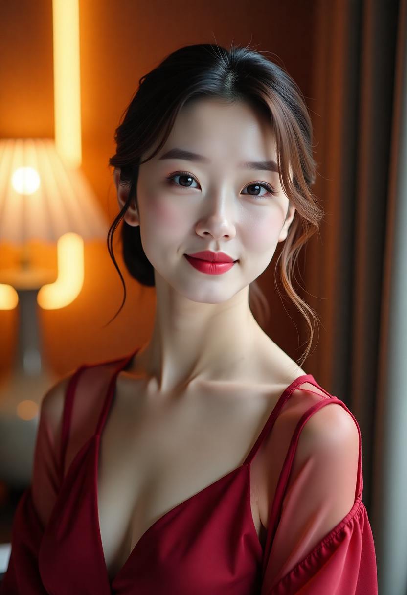 城市夜景少女摄影